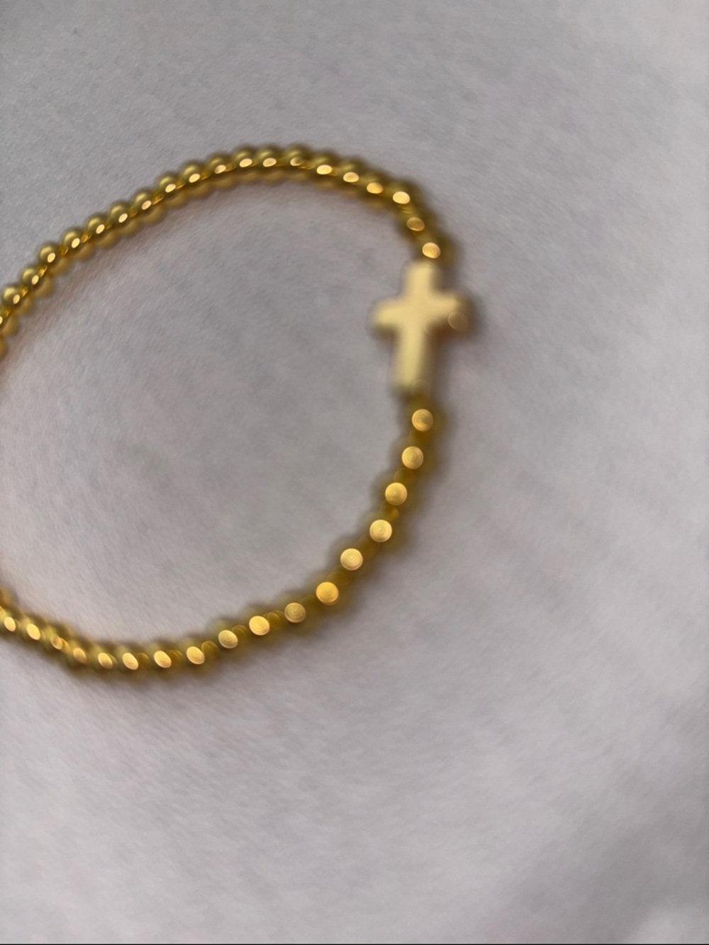 Gold Bead Stretch Bracelet with Cross Accent - Women Jewelry - Picture 2 of 4
